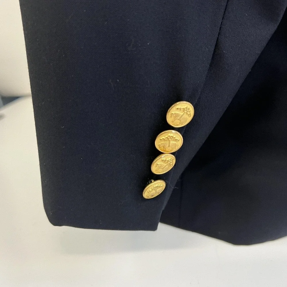 Brooks Brothers Blazer Mens 45R Black Wool 1818 Madison Loro Piana Gold‎ Buttons